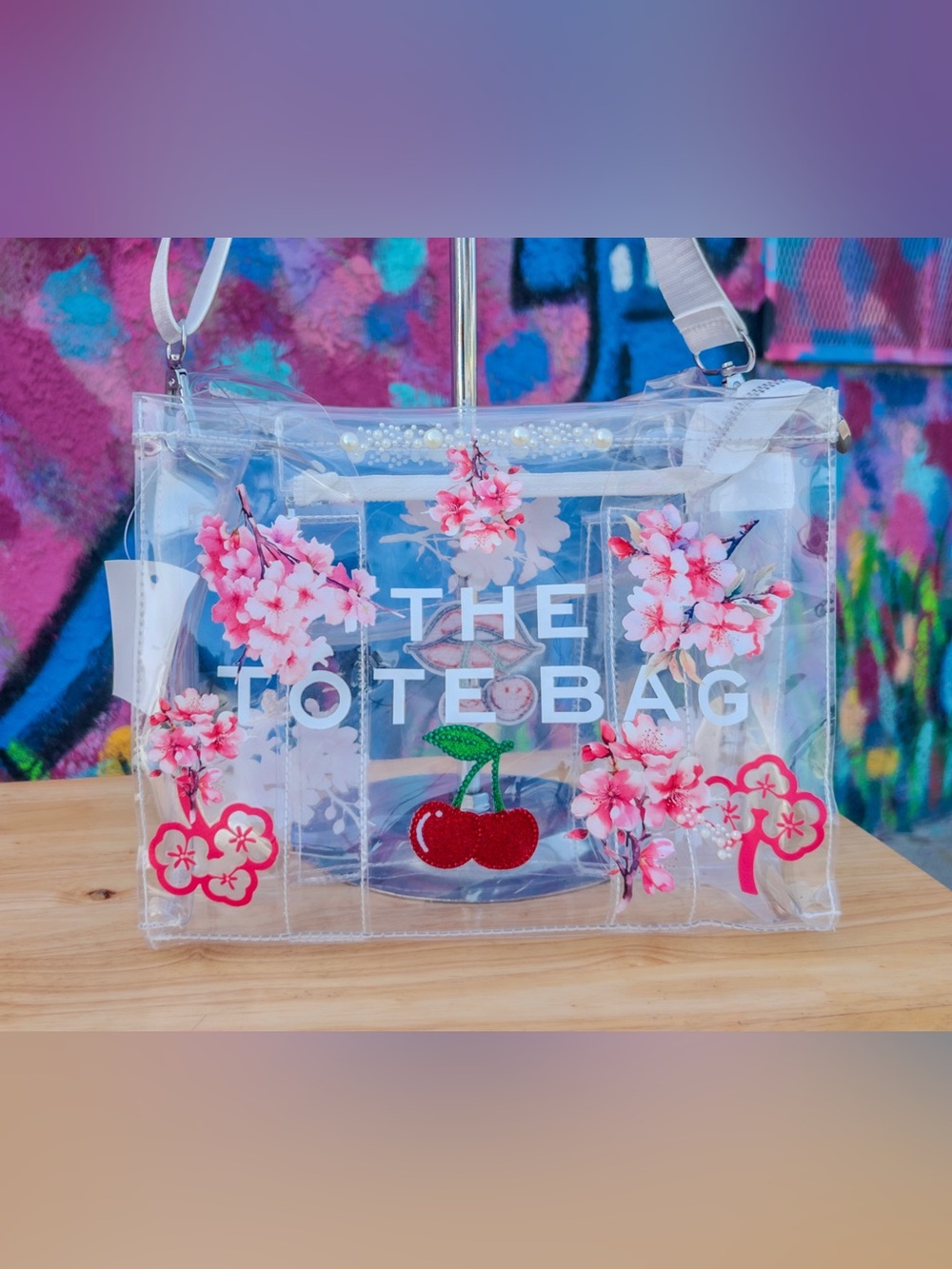 ‘CHERRY SPECIAL V3’ Clear Medium Tote Bag 10”